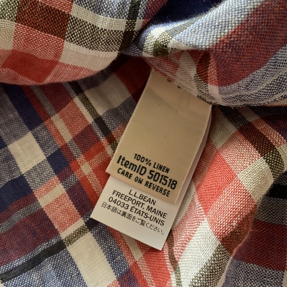 LL Bean Linen Plaid Shirt - Picture 7 of 13